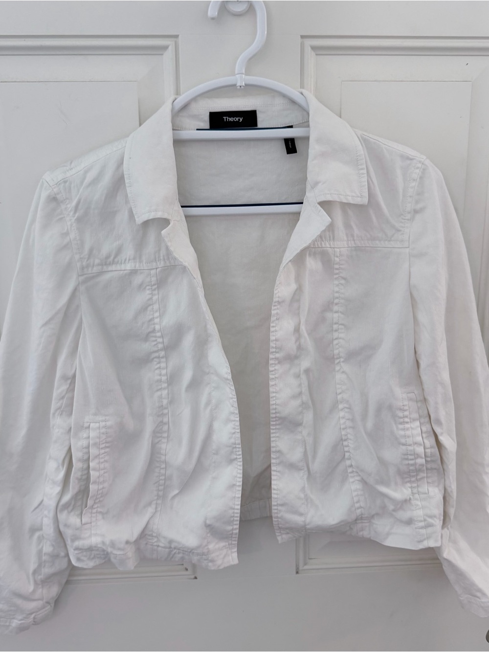 Theory Shrunken Linen Blend Jacket | White
